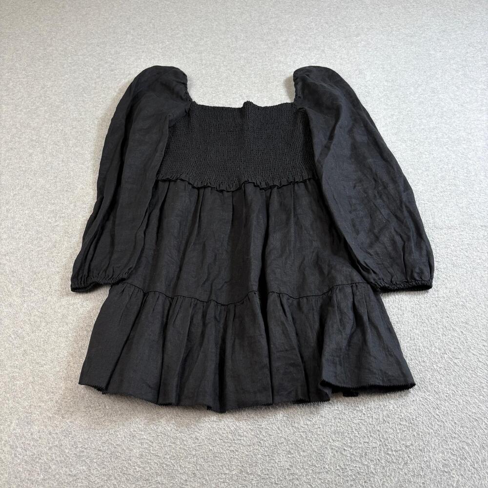 Quince Linen Dress Women Medium Black Shirt Tunic Tiere Peasant Boho Whimsy Goth